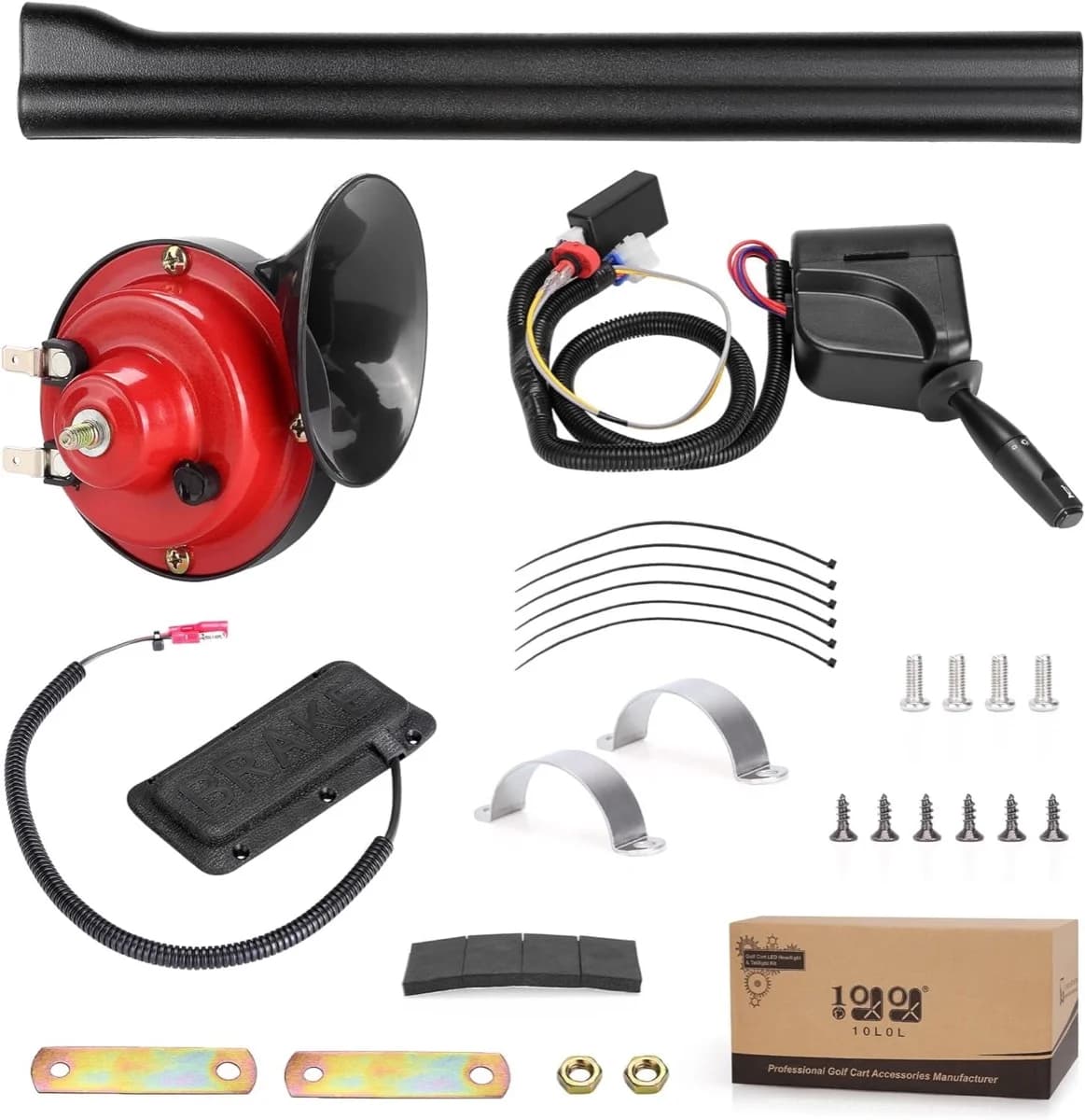 Universal golf cart turn signal kit with horn brake switch wiring harness and steering column cover