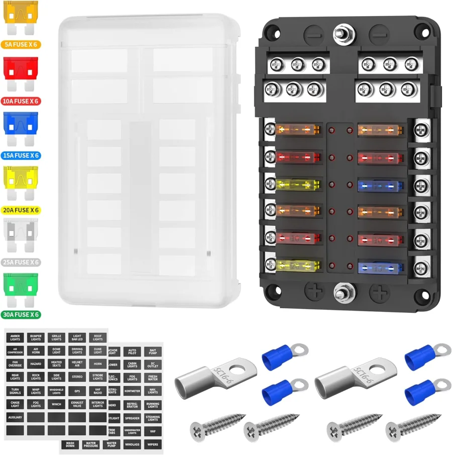 12-way fuse block for Yamaha golf cart accessory wiring