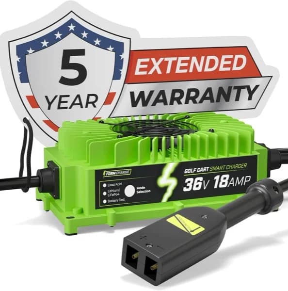36V E-Z-GO TXT golf cart charger with D-style plug for lead-acid and compatible lithium carts