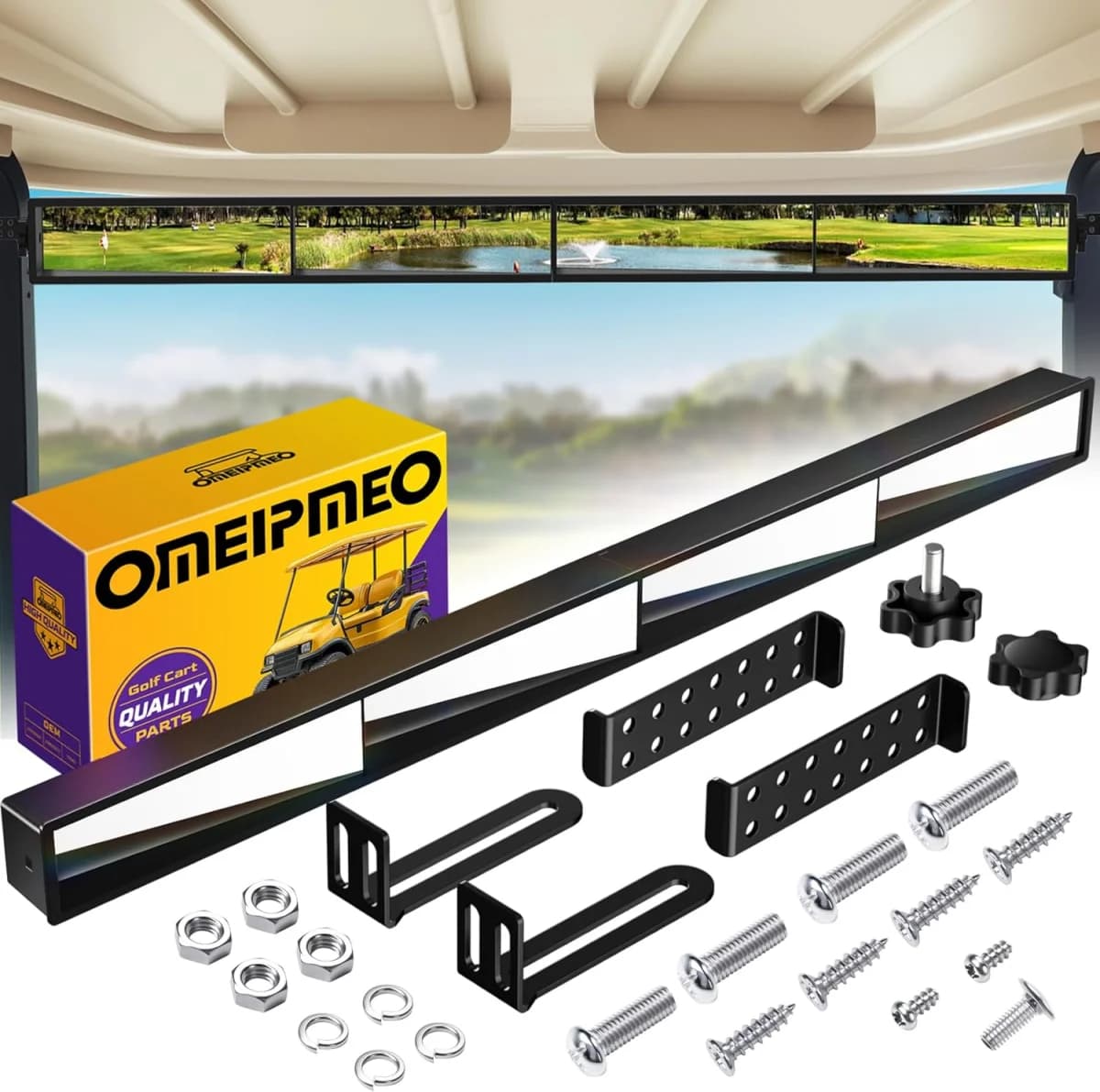 4-Panel Rear View Mirror for golf carts