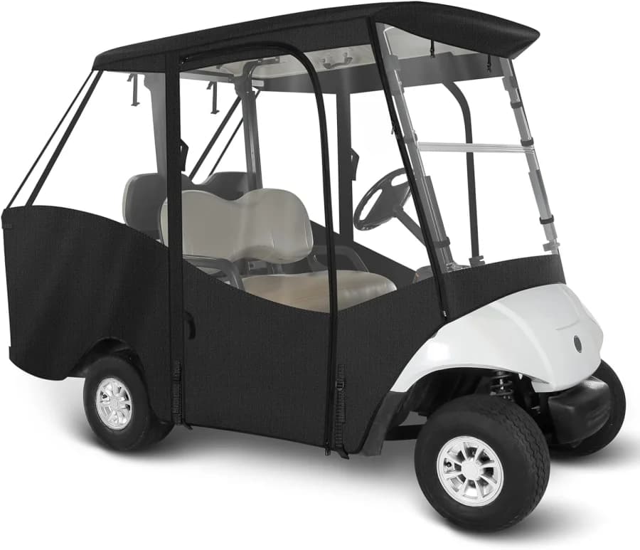 Four-passenger Yamaha G29 and Drive2 golf cart enclosure