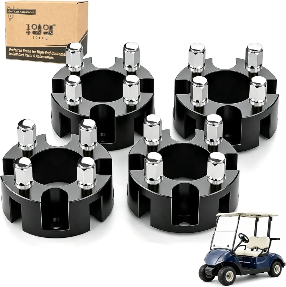 Golf cart wheel spacer kit installed near the wheel hub