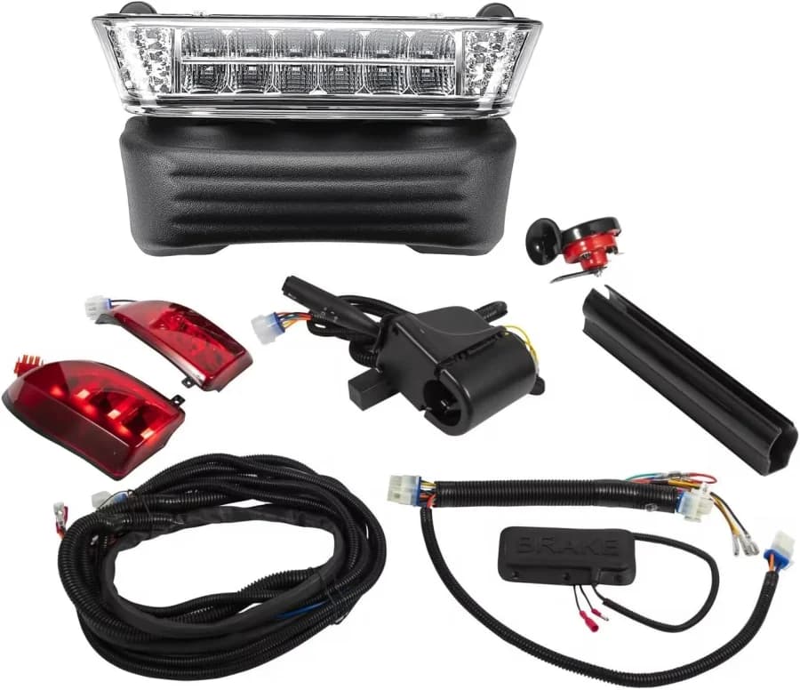 Club Car Precedent lights, mirrors, seat belts, key switches, and street-use accessories