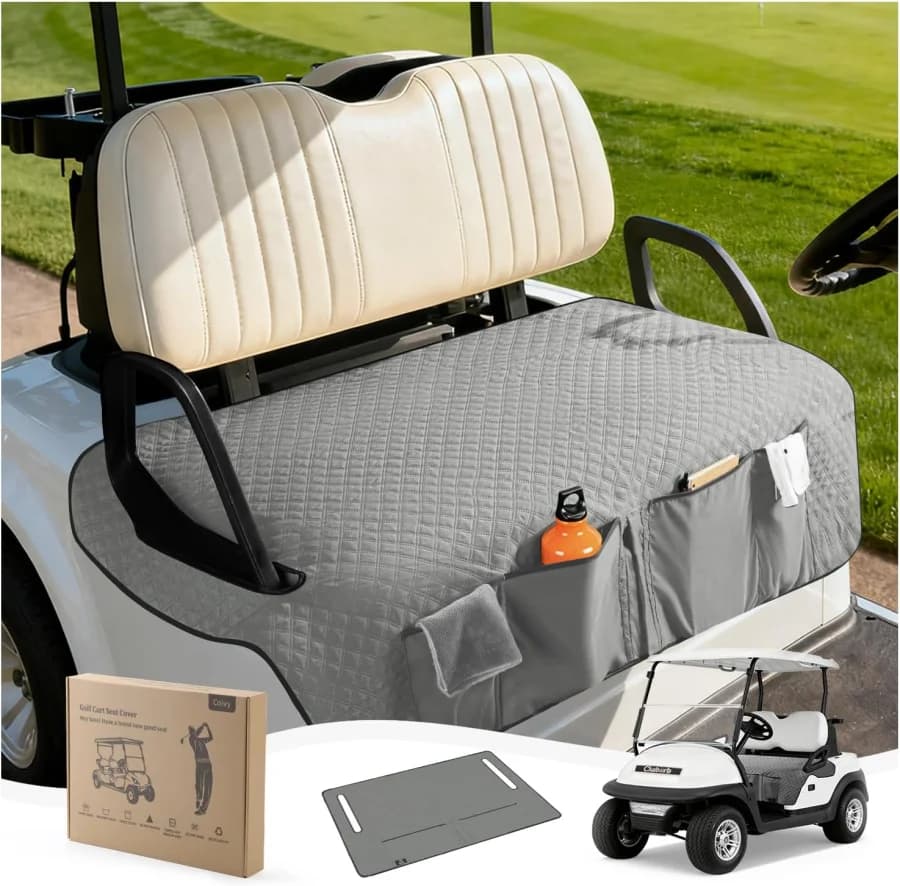 Coivy washable golf cart seat towel cover with front pockets