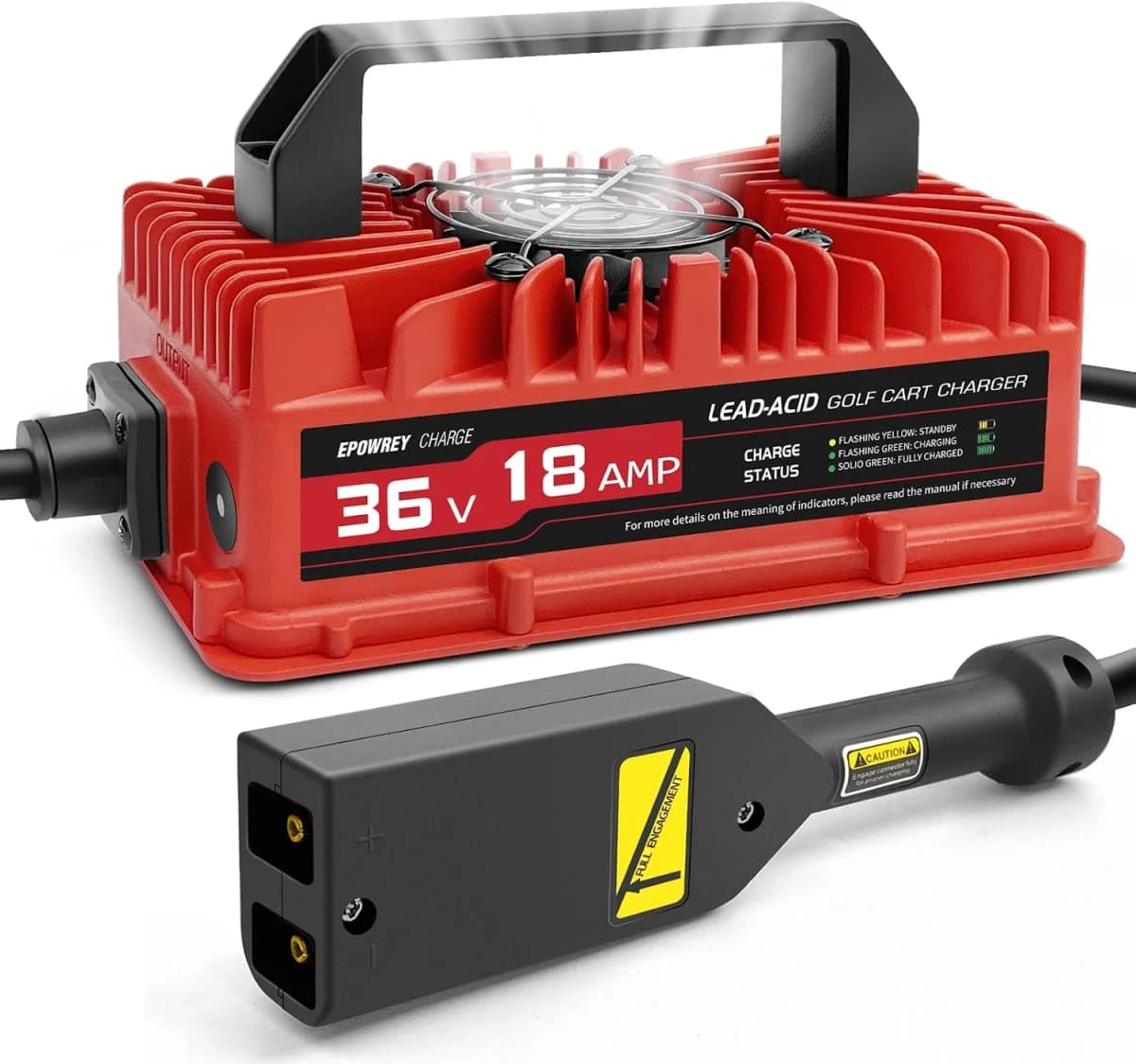 EPOWREY 36V 18A E-Z-GO TXT golf cart charger with D-style plug