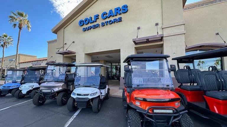 Golf Car Superstore showroom and electric golf carts in Sun City West, Arizona