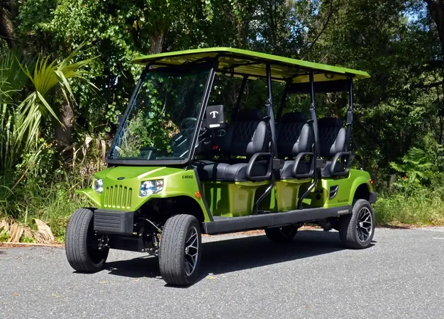 Tomberlin golf cart hero image showing a premium low-speed vehicle with upscale neighborhood styling